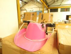 6x Pink party hats with Cup Holders & Straws. Ideal for Parties. New & boxed