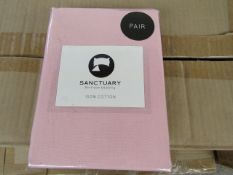 Box of 24 X Pair of Sanctuary Plain Housewife Pillowcases Blush 48 X 76 X 18cm Flap 100 % Cotton,new