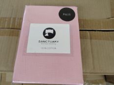 1 X Pair of Sanctuary Plain Housewife Pillowcases Blush 48 X 76 + 18cm Flap 100 % Cotton,new &