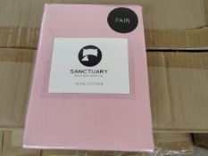 1 X Pair of Sanctuary Plain Housewife Pillowcases Blush 48 X 76 + 18cm Flap 100 % Cotton,new &