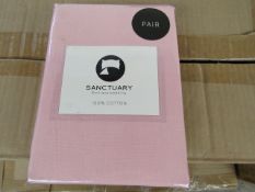 1 X Pair of Sanctuary Plain Housewife Pillowcases Blush 48 X 76 + 18cm Flap 100 % Cotton,new &