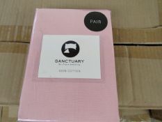 1 X Pair of Sanctuary Plain Housewife Pillowcases Blush 48 X 76 + 18cm Flap 100 % Cotton,new &