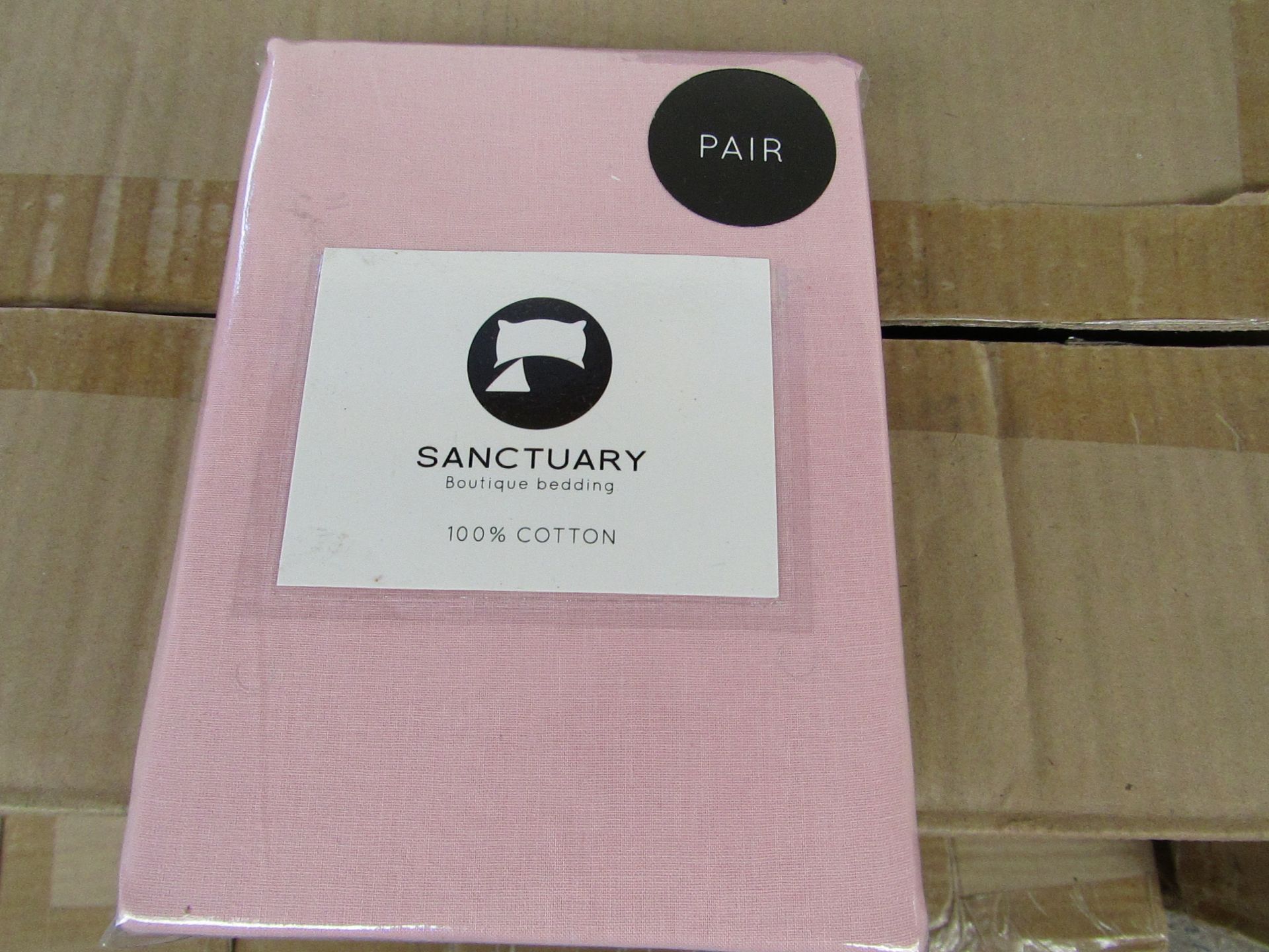 1 X Pair of Sanctuary Plain Housewife Pillowcases Blush 48 X 76 + 18cm Flap 100 % Cotton,new &