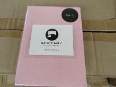 1 X Pair of Sanctuary Plain Housewife Pillowcases Blush 48 X 76 + 18cm Flap 100 % Cotton,new &