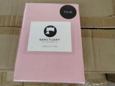 1 X Pair of Sanctuary Plain Housewife Pillowcases Blush 48 X 76 + 18cm Flap 100 % Cotton,new &