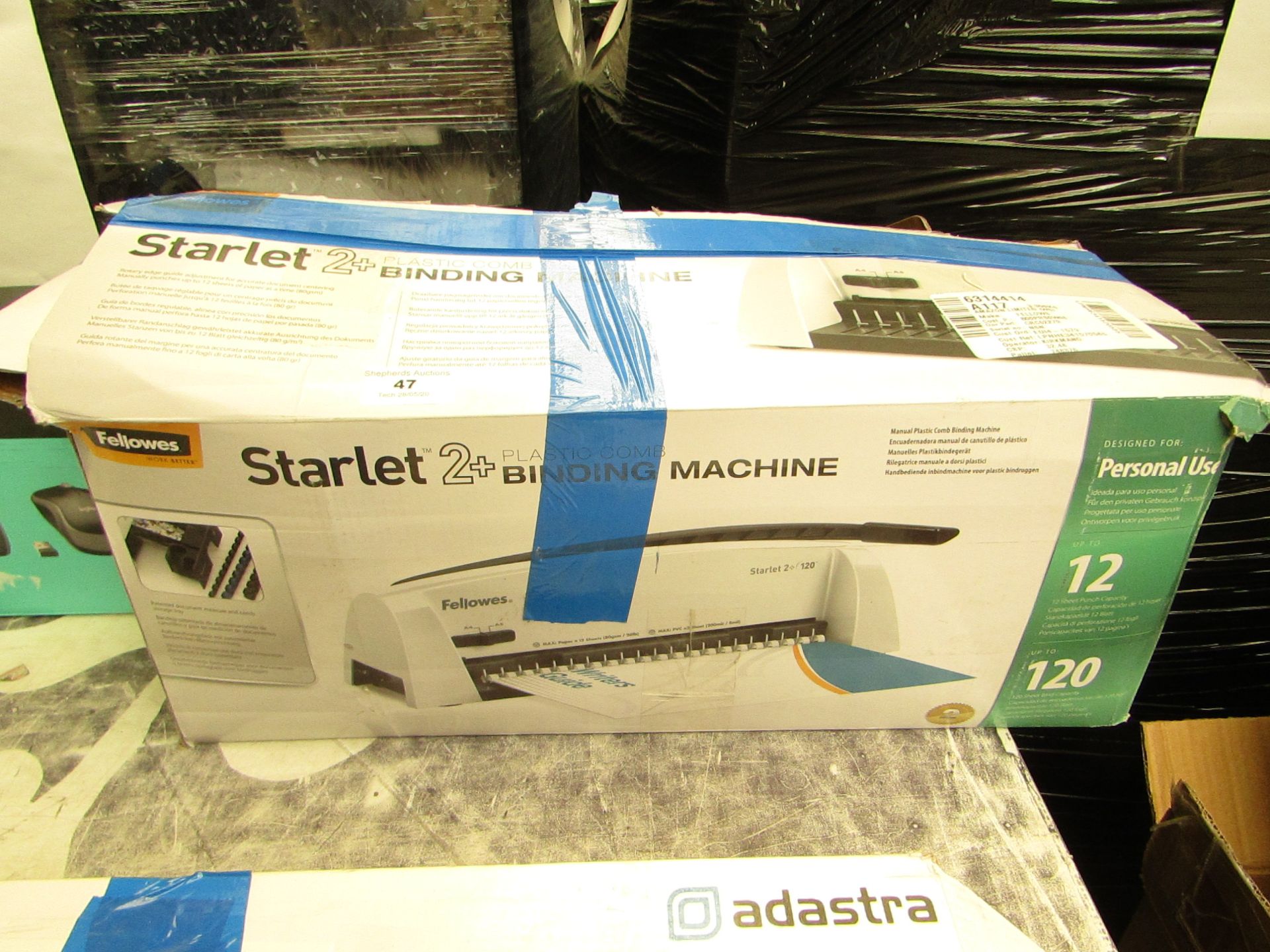 fellowes Starlet 2 binding comb machine, boxed and unchecked