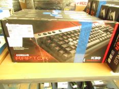 Corsair Raptor K30 Gaming Keyboard. Powers on. Buttons A-Z and 0-9 have been tested and appear to