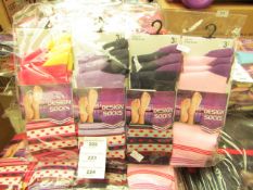 4x Packs of 3 Design Socks, size 4-7, new and packaged.