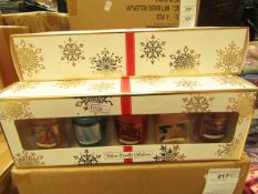 5x Sets of 5 various scented festive candles, new and boxed.