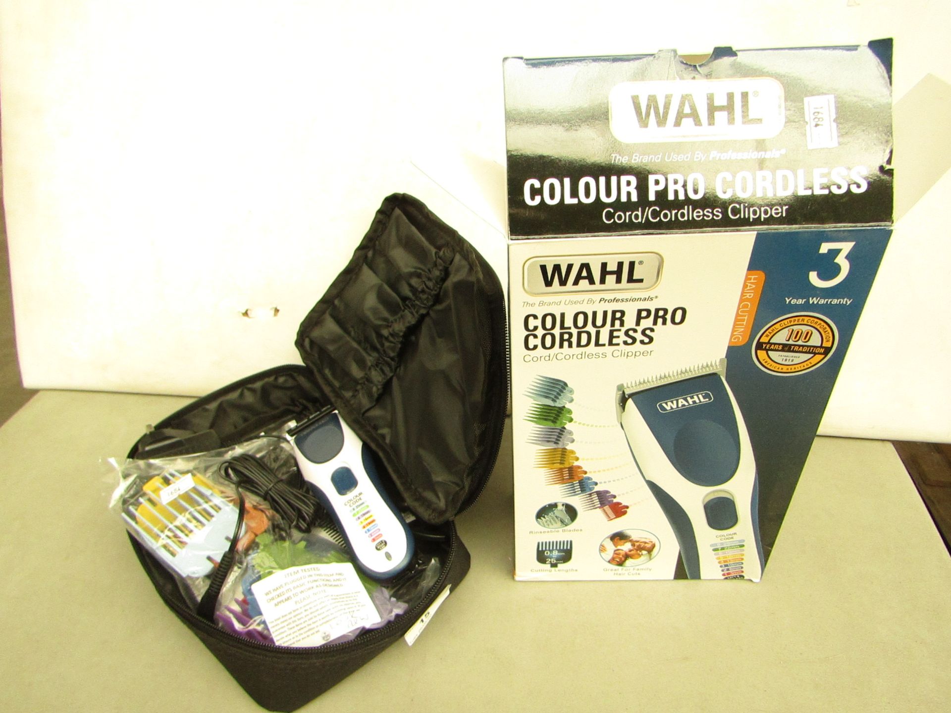 Wahl Colour Pro Cordless Clippers. Comes with Grades & Carry case. Look New & tested Working