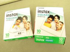 2 x Fuji Film Instax Square instant Film. 10 Sheets in Each. Unused