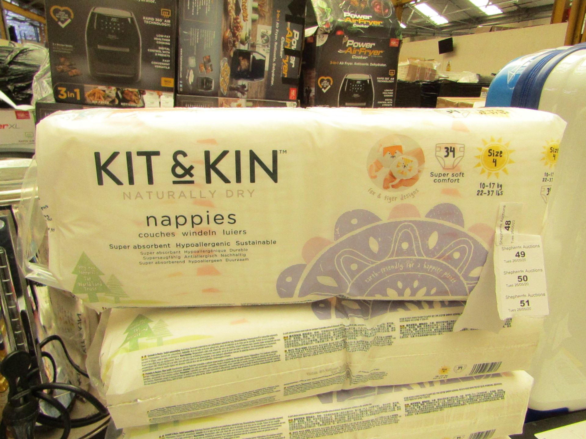 Pack of 34 Size 4 Kit & Kin Nappies. New In sealed Packaging