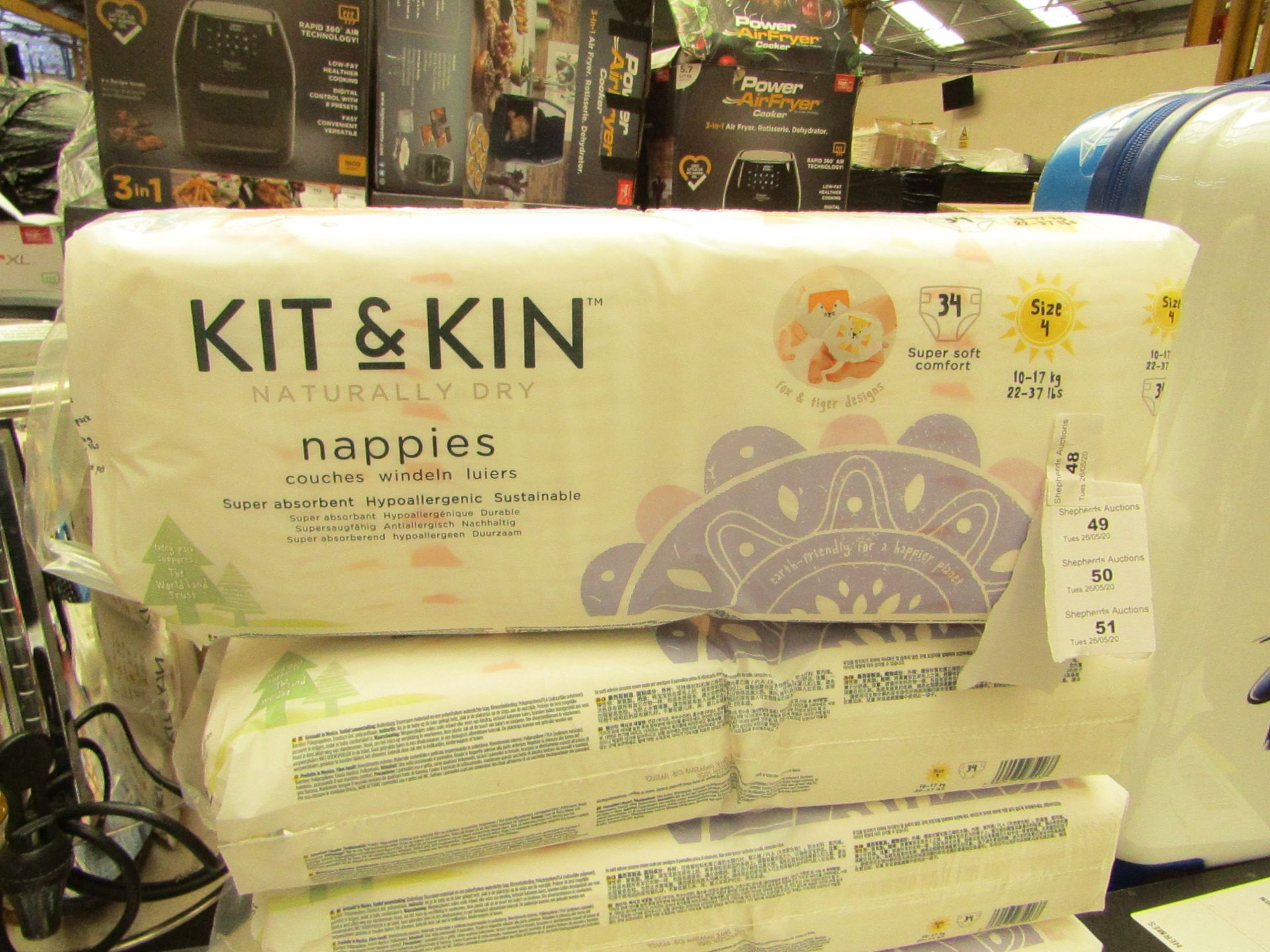 Pack of 34 Size 4 Kit & Kin Nappies. New In sealed Packaging