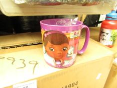 24x Doc McStuffins children's plastics mugs, new and boxed.