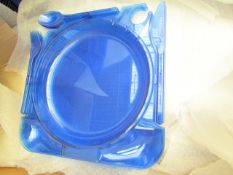 20 x Plastic Picnic/Camping Plates with Knife,Fork & Spoon Fitted to the Sides. Unused