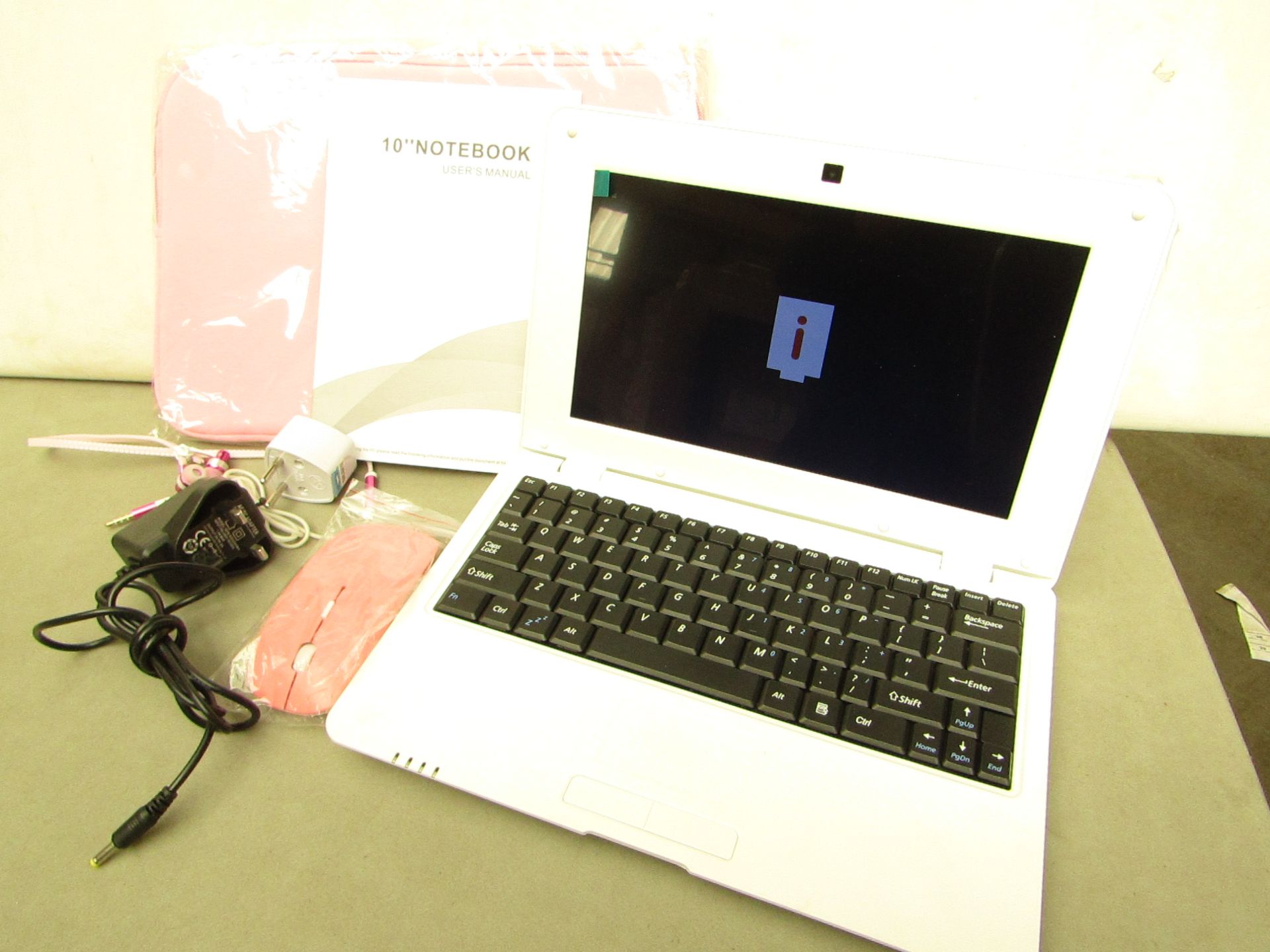 10" Action S500 Quad Core Notebook. Comes with pink Carry Case, Mouse, Earphones & Charger. Tested