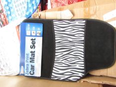 Set of 4 Zebra print effect universal car mats, new