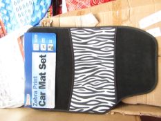 Set of 4 Zebra print effect universal car mats, new