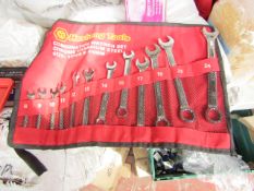 Heshang Tools 12 Piece chrome vanadium steel combination spanner set, new in carry roll.