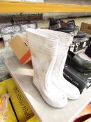 White Steel toe cap safety wellies, unused, size UK6