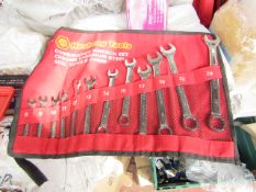 Heshang Tools 12 Piece chrome vanadium steel combination spanner set, new in carry roll.