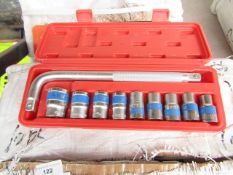 10 Piece MLG Tools socket set with L type handle, new and boxed