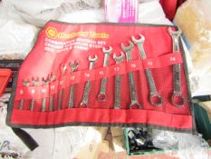 Heshang Tools 12 Piece chrome vanadium steel combination spanner set, new in carry roll.