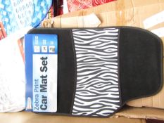 Set of 4 Zebra print effect universal car mats, new