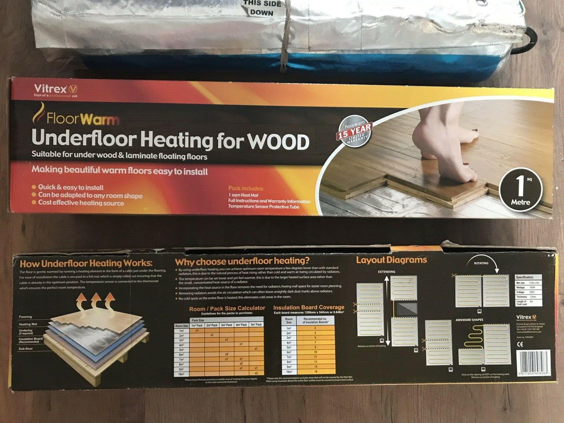 100. PACKS - 4MSQ - VITREX UNDERFLOOR HEATING MATS - Designed to gently warm the floor by running