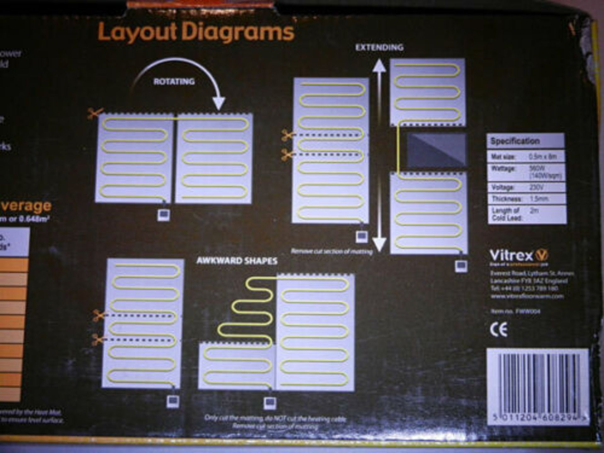 50. PACKS - 3MSQ - VITREX UNDERFLOOR HEATING MATS - Designed to gently warm the floor by running a
