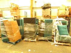 | 14x PALLETS OF SWOON B.E.R SOFAS, DAMAGED, MISSING CUSHIONS, MISSING LEGS ETC, WE HAVE TRIED TO
