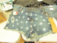 Brave Soul Mickey Denim Shorts size 8 new with tag see image