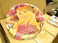Box of 24 Packs of 6 Barbie Paper Plates.23cm each. New & Packaged