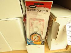 Box of 10 Ross Satellite Compasses. Packaged