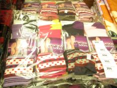 12 Pairs of Ladies Design Socks. Size 4 - 7. New & packaged