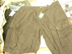 Brave Soul Mens Black Cargo Shorts size L new with tag see image