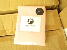 1 X Pair of Sanctuary Plain Housewife Pillowcases Blush 48 X 76 + 18cm Flap 100 % Cotton,new &