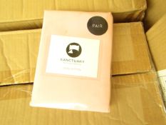 1 X Pair of Sanctuary Plain Housewife Pillowcases Blush 48 X 76 + 18cm Flap 100 % Cotton,new &