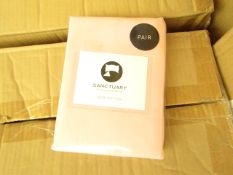 Box of 24 X Pair of Sanctuary Plain Housewife Pillowcases Blush 48 X 76 X 18cm Flap 100 % Cotton,new