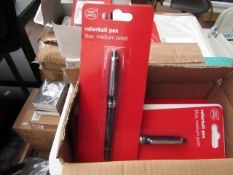 Box of 6 Post Office Blue, Medium Point Rollerball Pens. Unused & boxed