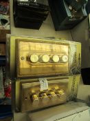 4 x Georgian Brass 4 Gang 2 Way Switches. Unused & Boxed