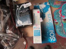 3 Items Being a pack of 10 oil paints, Pure Water Filter Replacement & an USB LED Light & Fan. All