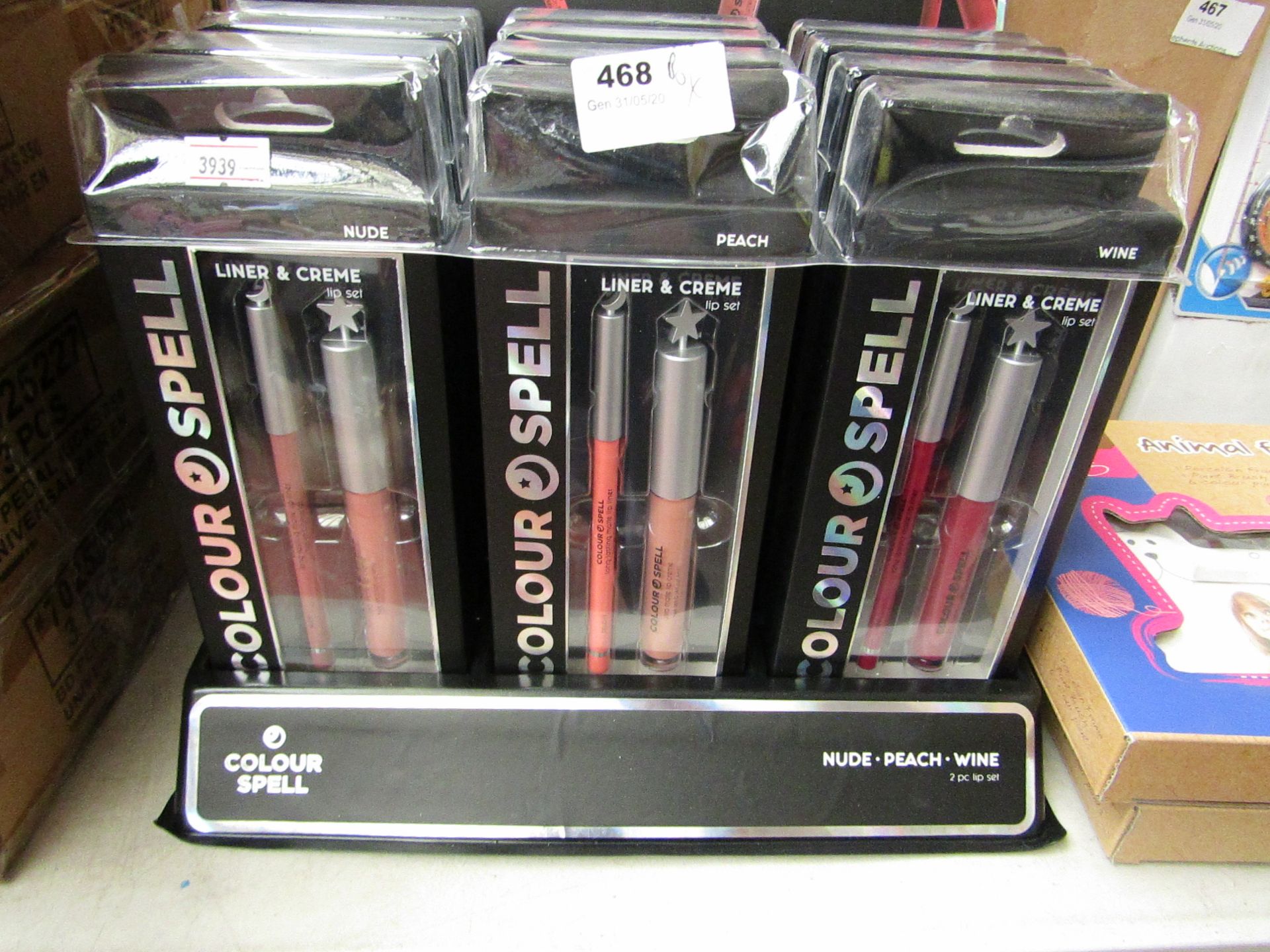 12 x Colour Spell 2 PCE Lip Sets. Nude, Peach & Wine Colours. New 7 Boxed