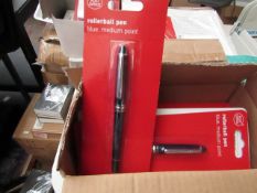 Box of 6 Post Office Blue, Medium Point Rollerball Pens. Unused & boxed