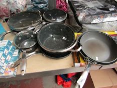 7 x Pans. Some are Joe Wicks Some are The Rock. Some are used