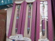 3 x Santoro London Gorjuss Metal pens. Unused & Boxed