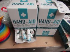 Box of 50 x 10ml Hand Aid Alcohol Solutions with moisturising Oil. Unused & Boxed