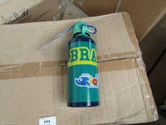 Box of 24 Brazil Metal Water Bottles. Unused with Tags