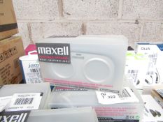 5x Maxell portable speakers, all untested, unchecked and packaged.