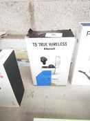 T5 true wireless ear buds, untested, unchecked and boxed.